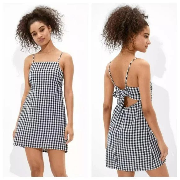 American Eagle Outfitters Dresses & Skirts - American Eagle Gingham Print Tie Back Mini Dress